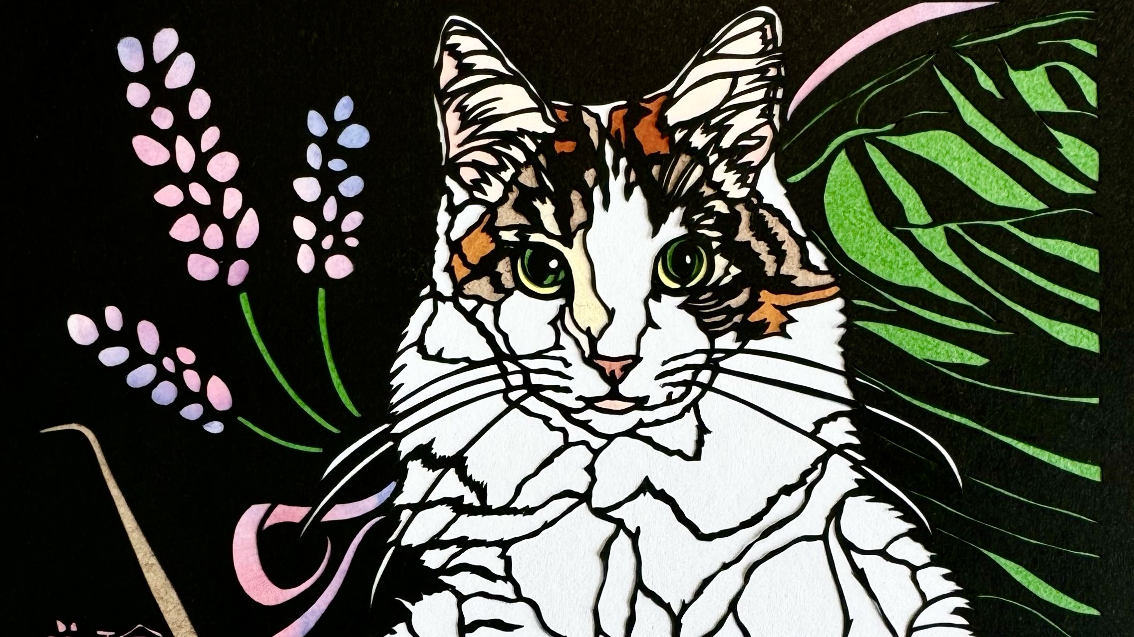 猫 切り絵 No.7 オファー